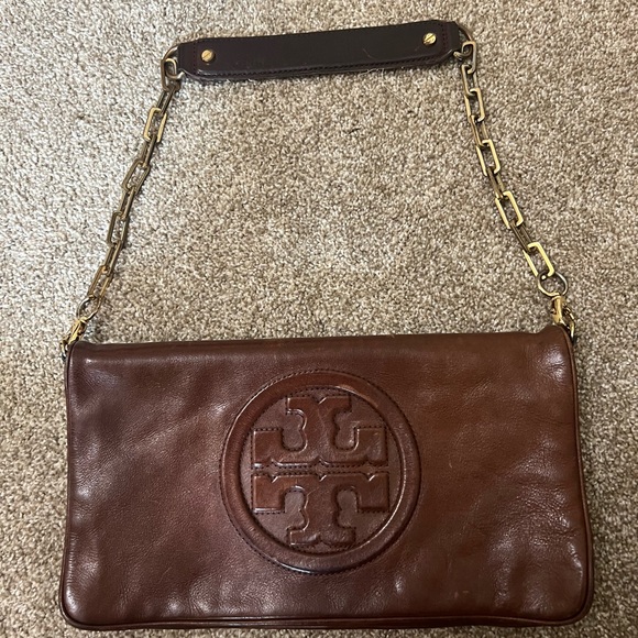 Tory Burch brown leather clutch - Picture 1 of 3